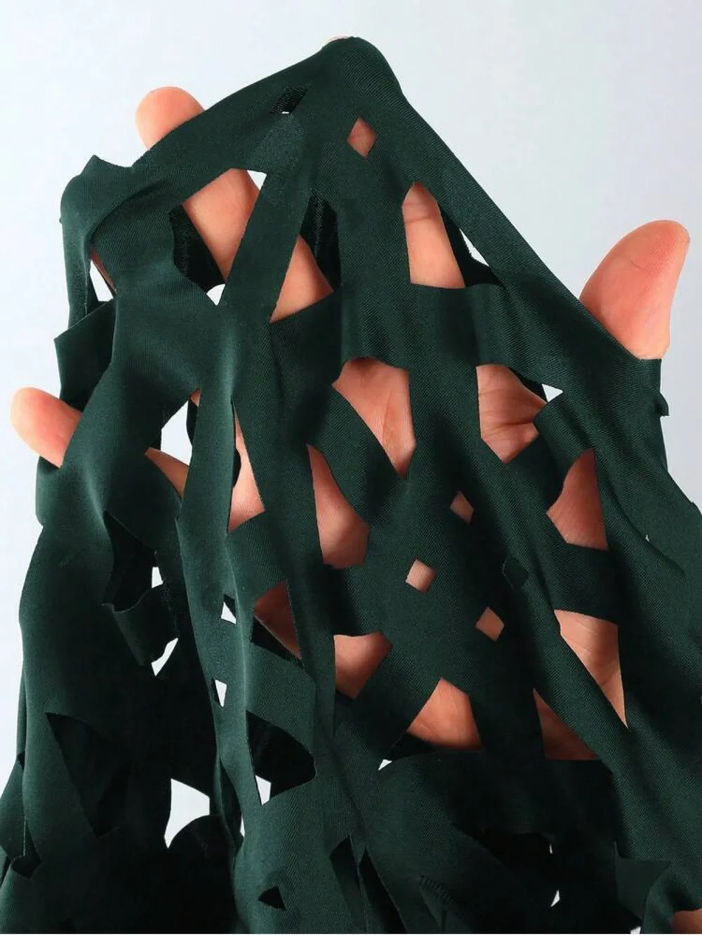 Women’s Dark Green Laser-Cut Wide Leg 3 pc Swimsuit / Coverup